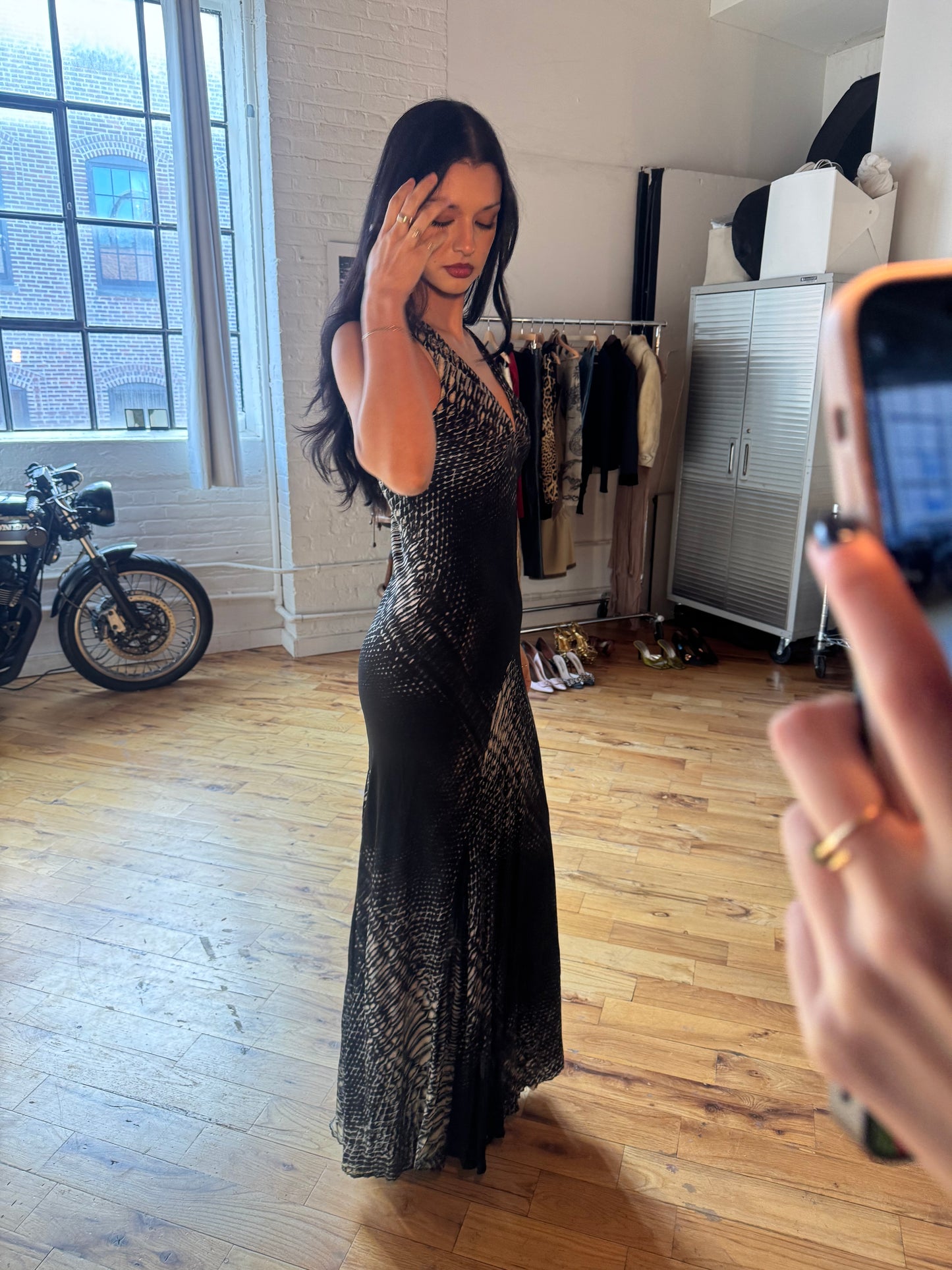 Roberto Cavalli Early 2000s Silk Snake Print Gown