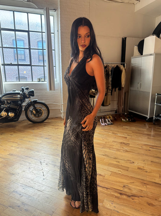 Roberto Cavalli Early 2000s Silk Snake Print Gown