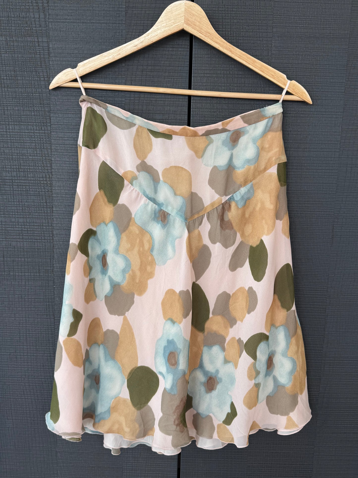 Vintage Moschino Cheap and Chic Silk Watercolor Floral Skirt