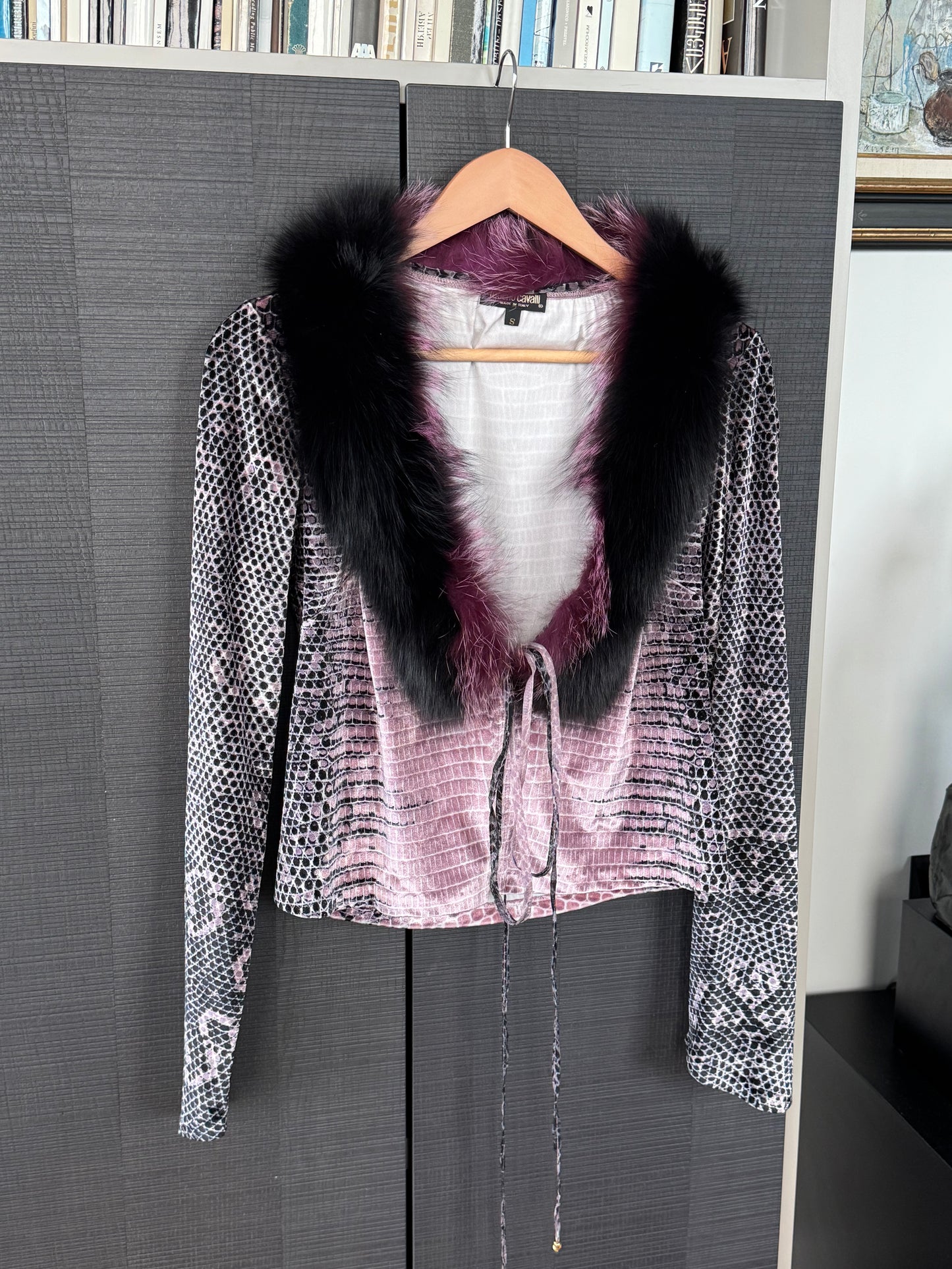 Roberto Cavalli Fall/Winter 2000 Velvet Cardigan w/ Fur Collar