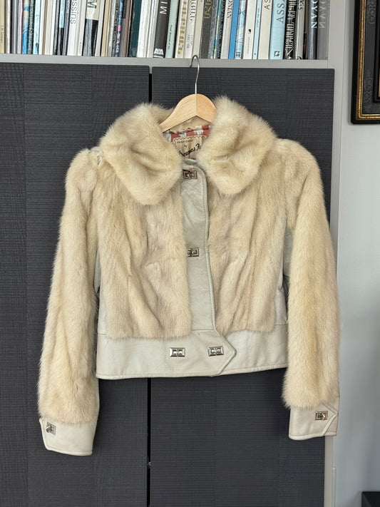 Vintage Mink Fur & Leather Bomber Jacket