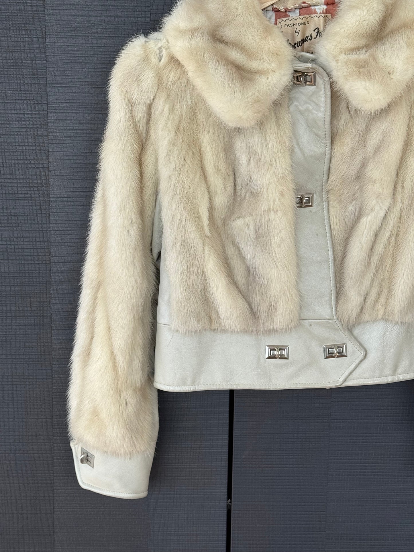 Vintage Mink Fur & Leather Bomber Jacket