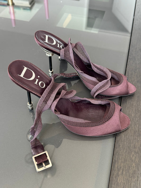 Dior by John Galliano Silk Wrap-Around Heels 38.5
