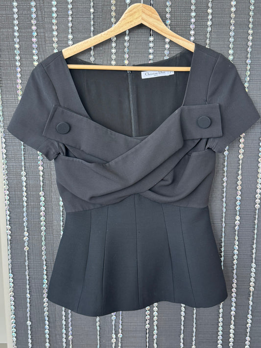 Vintage Christian Dior Draped Peplum Blouse