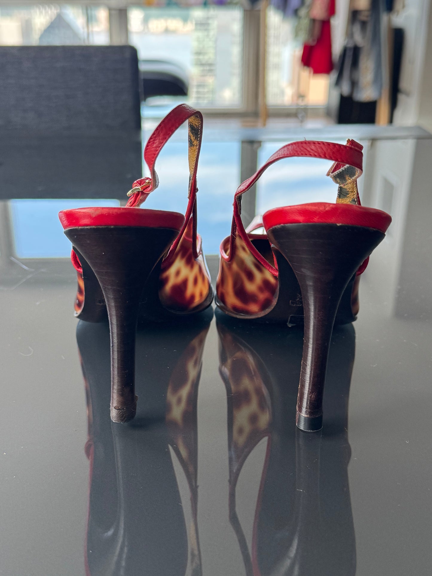 Roberto Cavalli SS2003 PVC Tortoiseshell Slingback Heels 37