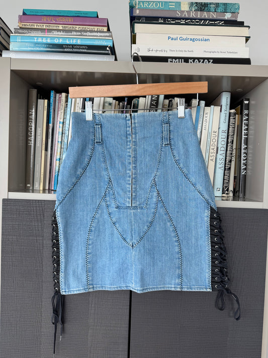 D&G S/S 2004 Denim Corset Mini Skirt