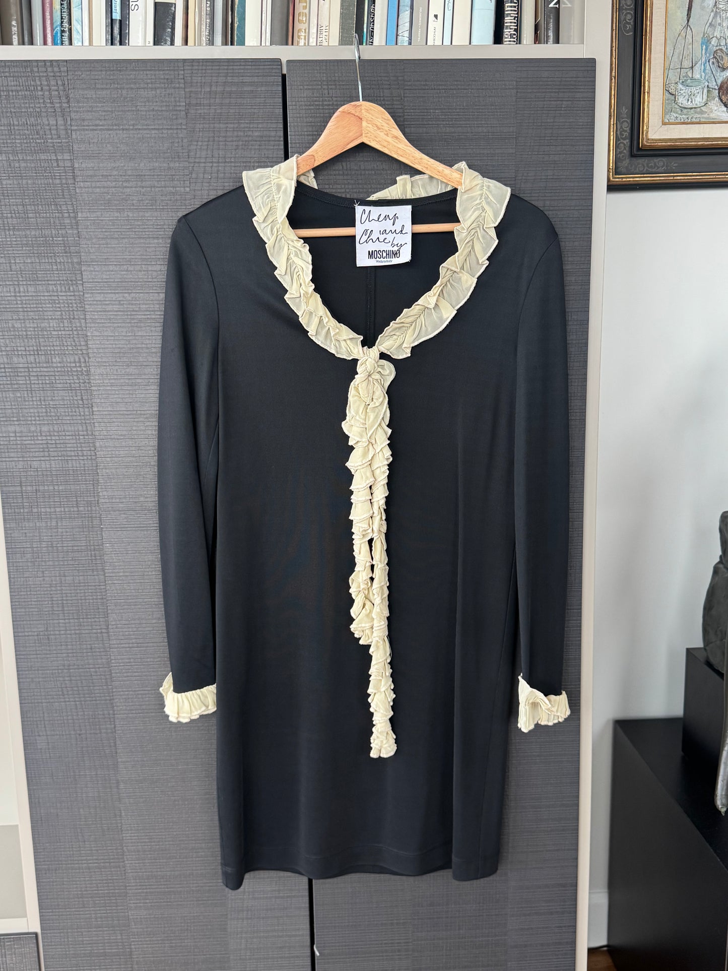 Moschino Cheap & Chic Black Ruffle Tie Dress