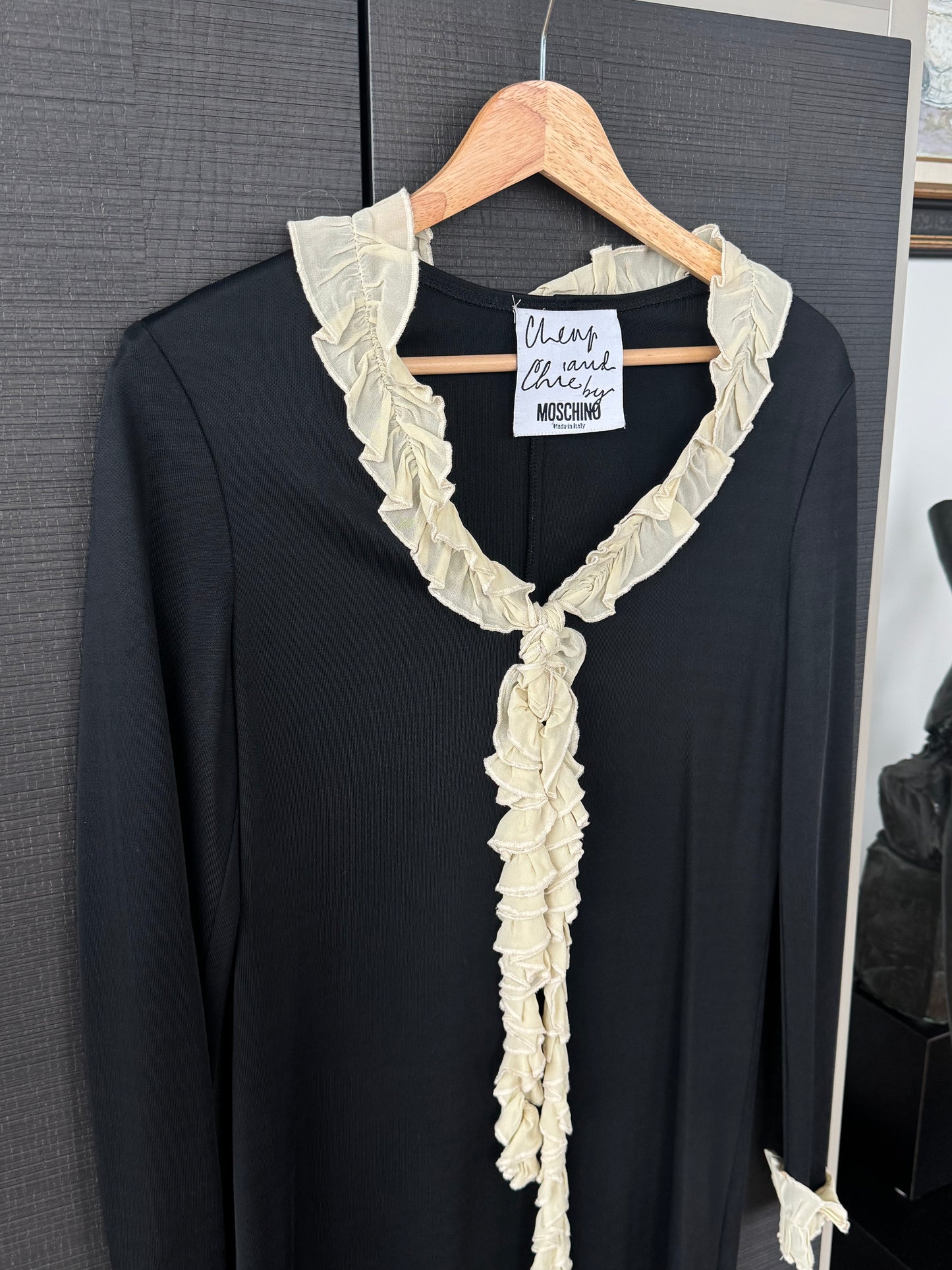 Moschino Cheap & Chic Black Ruffle Tie Dress