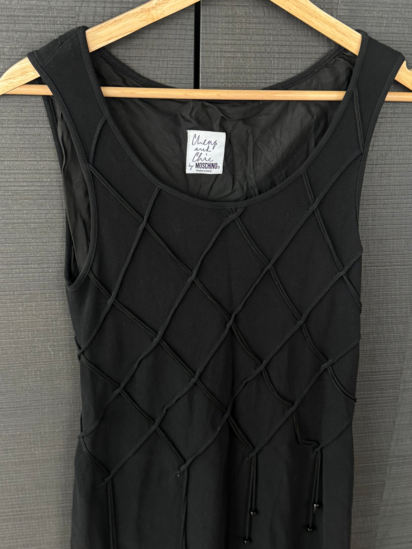 Moschino Cheap & Chic Black Lattice Beaded Mini Dress