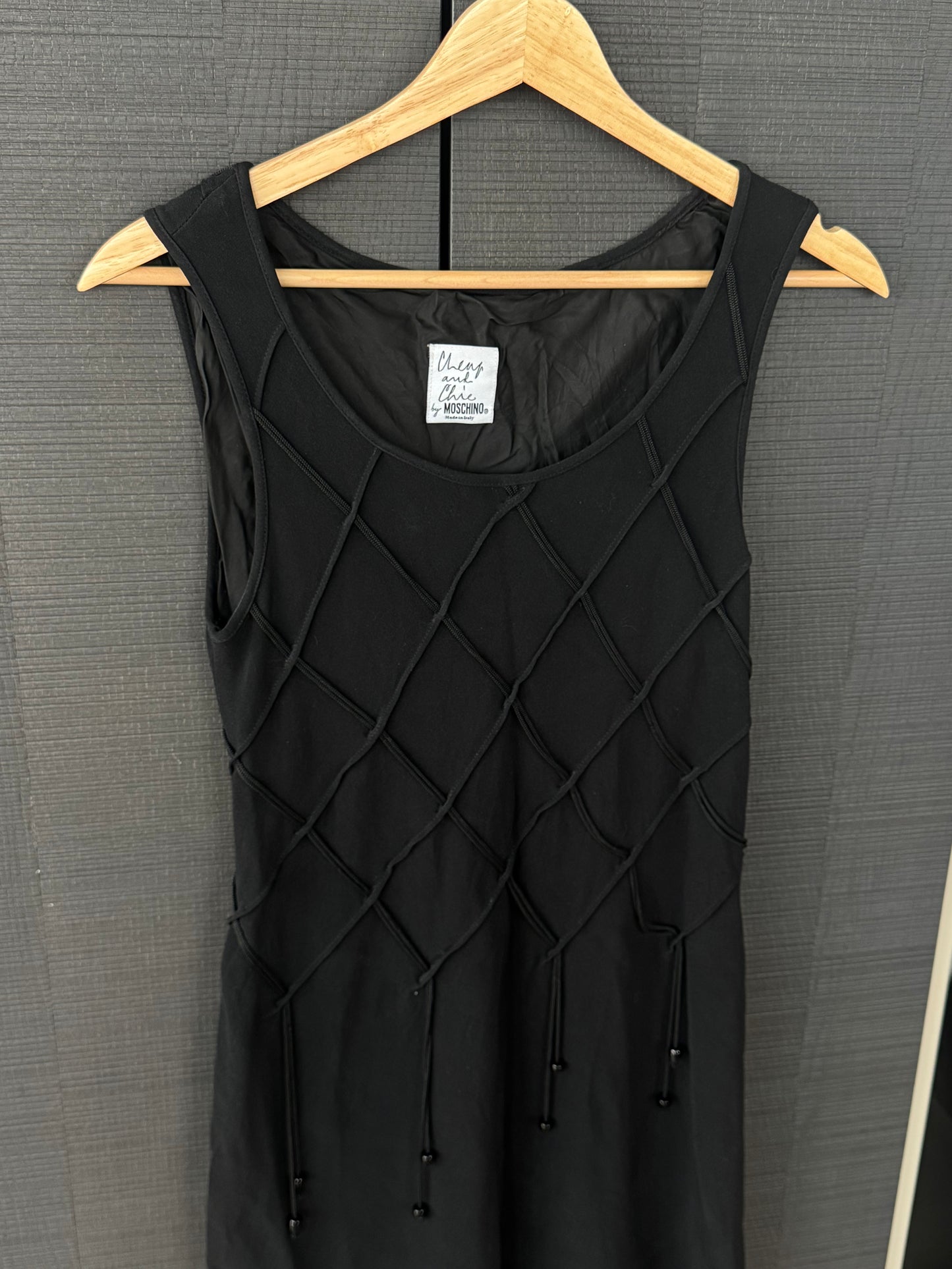 Moschino Cheap & Chic Black Lattice Beaded Mini Dress