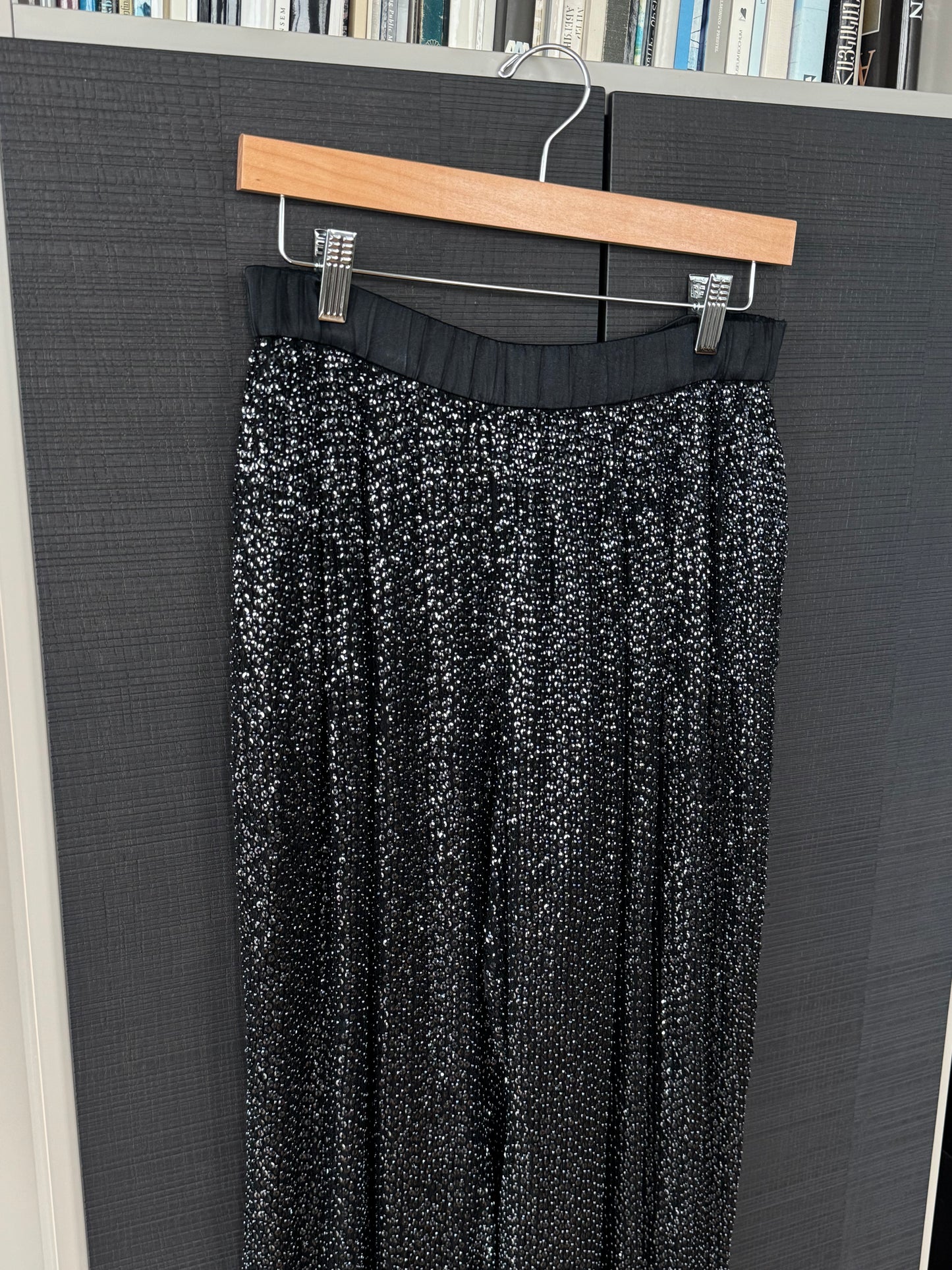 Diane von Furstenberg Black Sequin Silk Pants