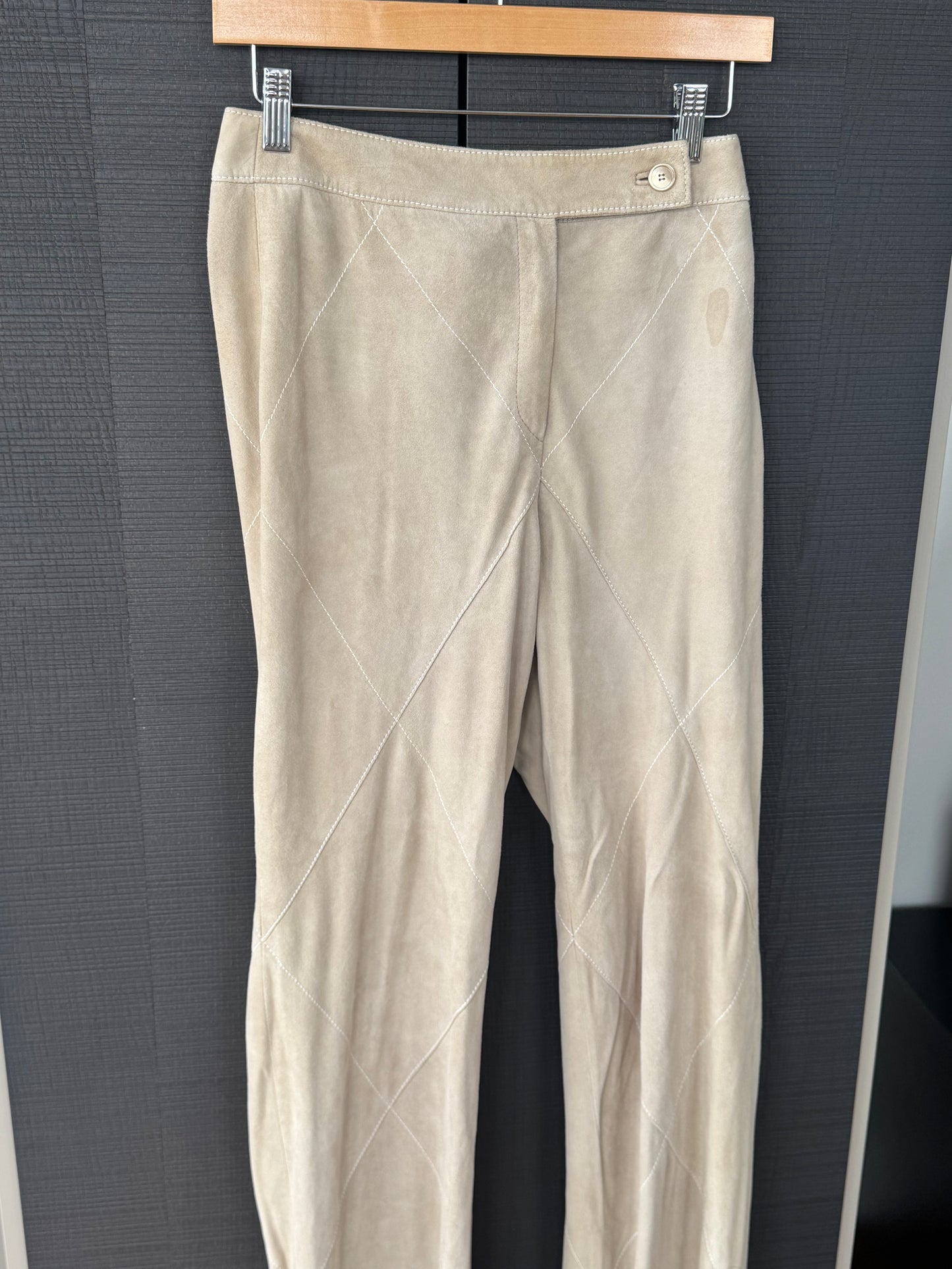 Valentino Suede Criss-Cross Stitched Pants