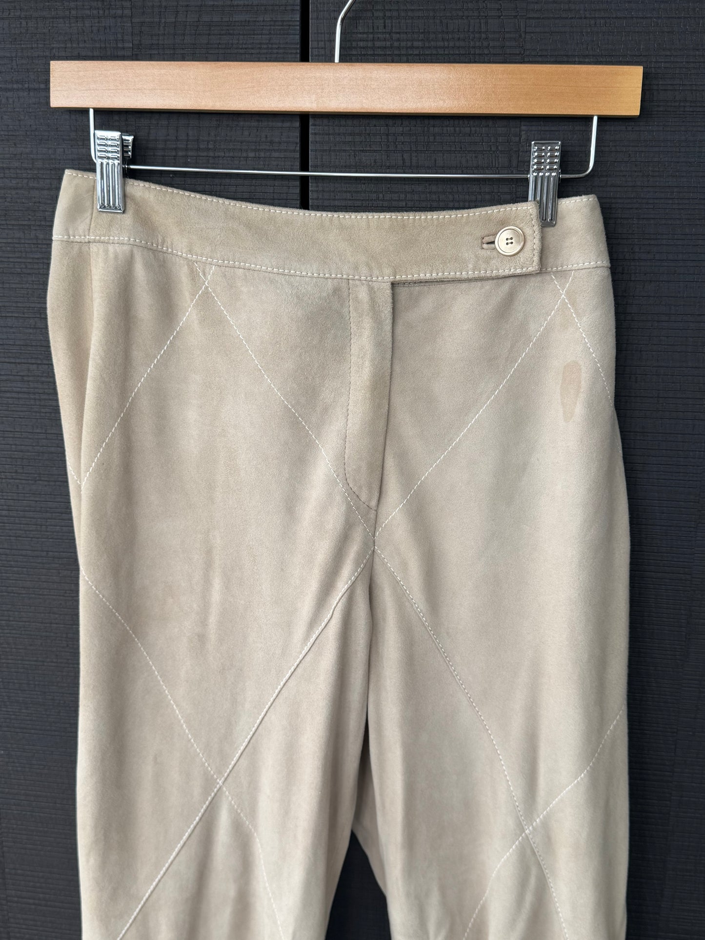 Valentino Suede Criss-Cross Stitched Pants