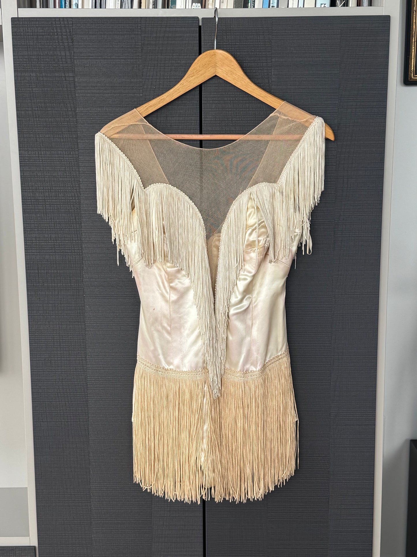 1960s Silk Fringe Flapper Mini Dress Playsuit