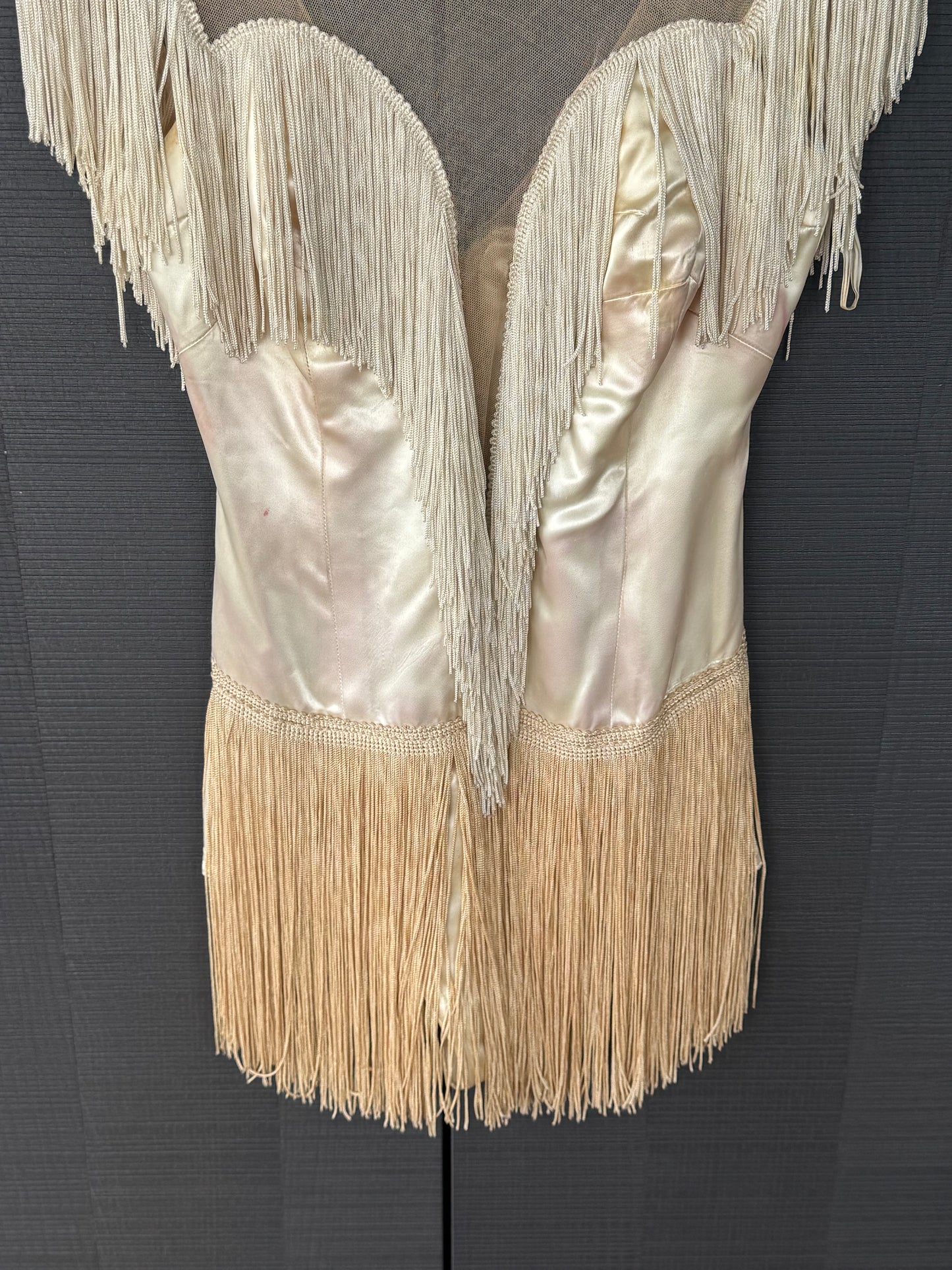 1960s Silk Fringe Flapper Mini Dress Playsuit