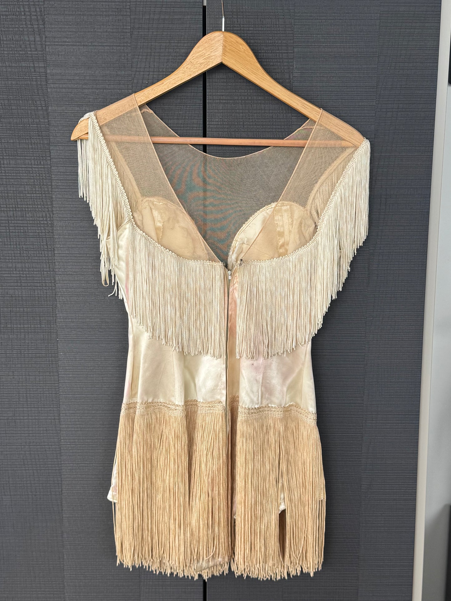 1960s Silk Fringe Flapper Mini Dress Playsuit