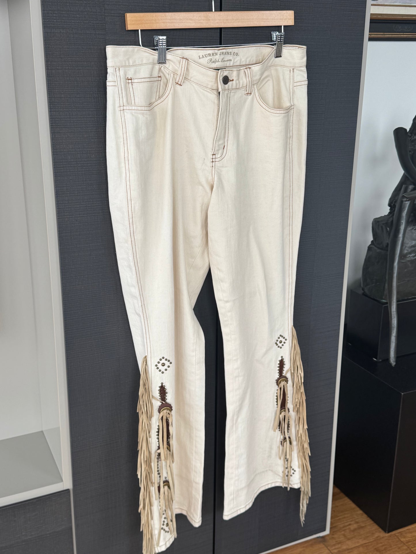Ralph Lauren 1990s Fringe & Pony Hair Western Jeans