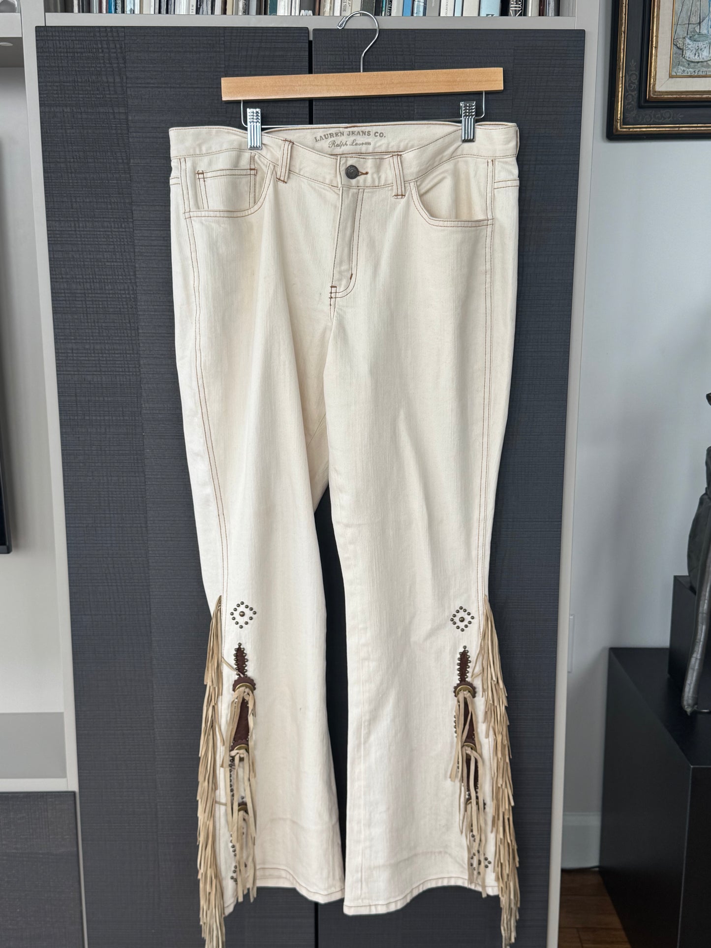Ralph Lauren 1990s Fringe & Pony Hair Western Jeans