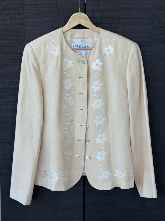 Vintage Jaeger Silk Floral Embroidered Blazer