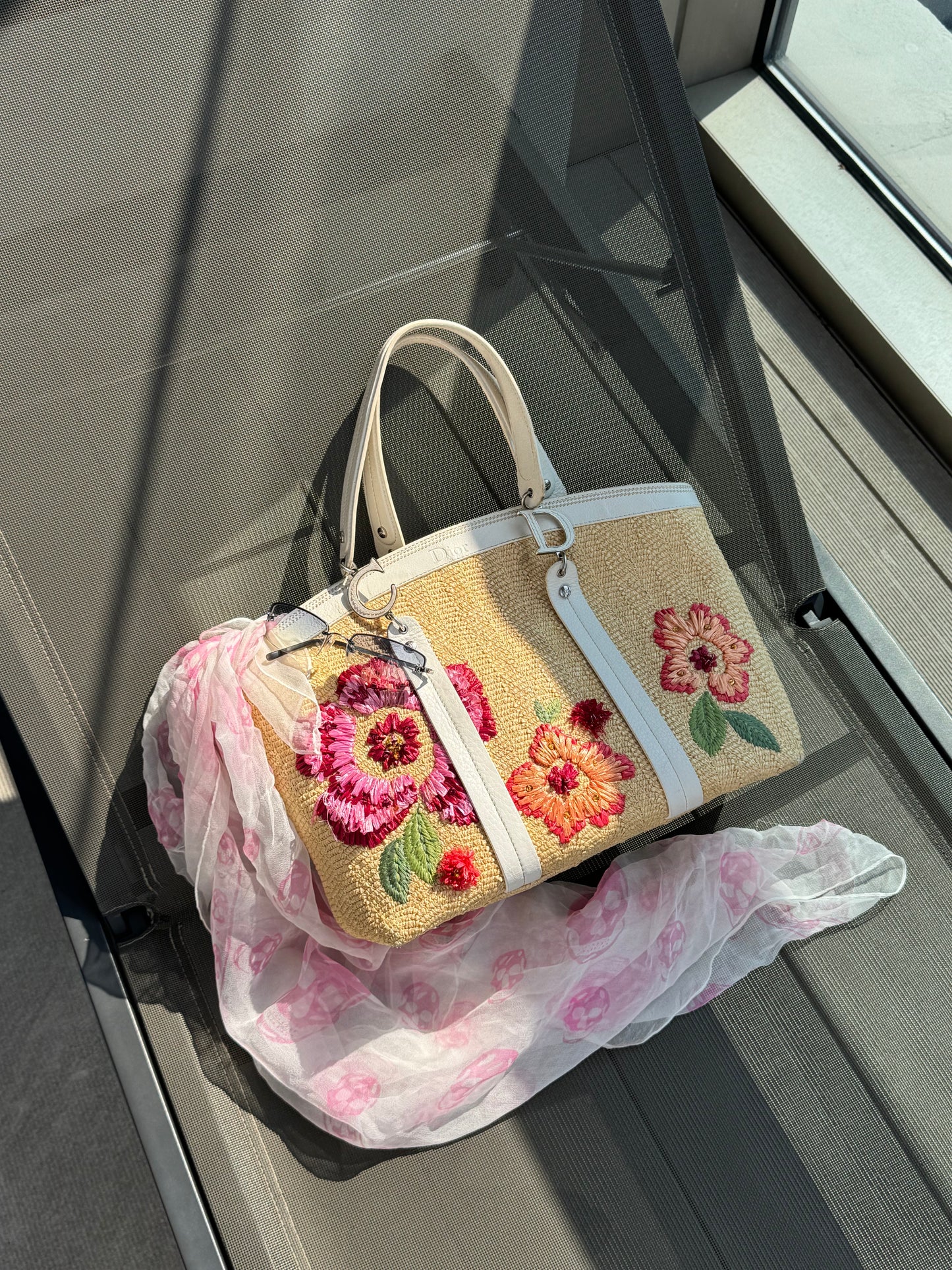 Christian Dior by John Galliano SS2005 Floral Raffia Tote