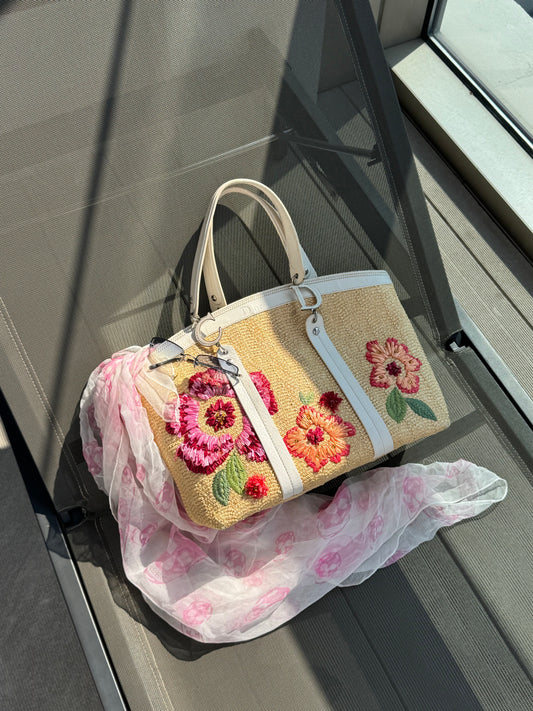 Christian Dior by John Galliano SS2005 Floral Raffia Tote