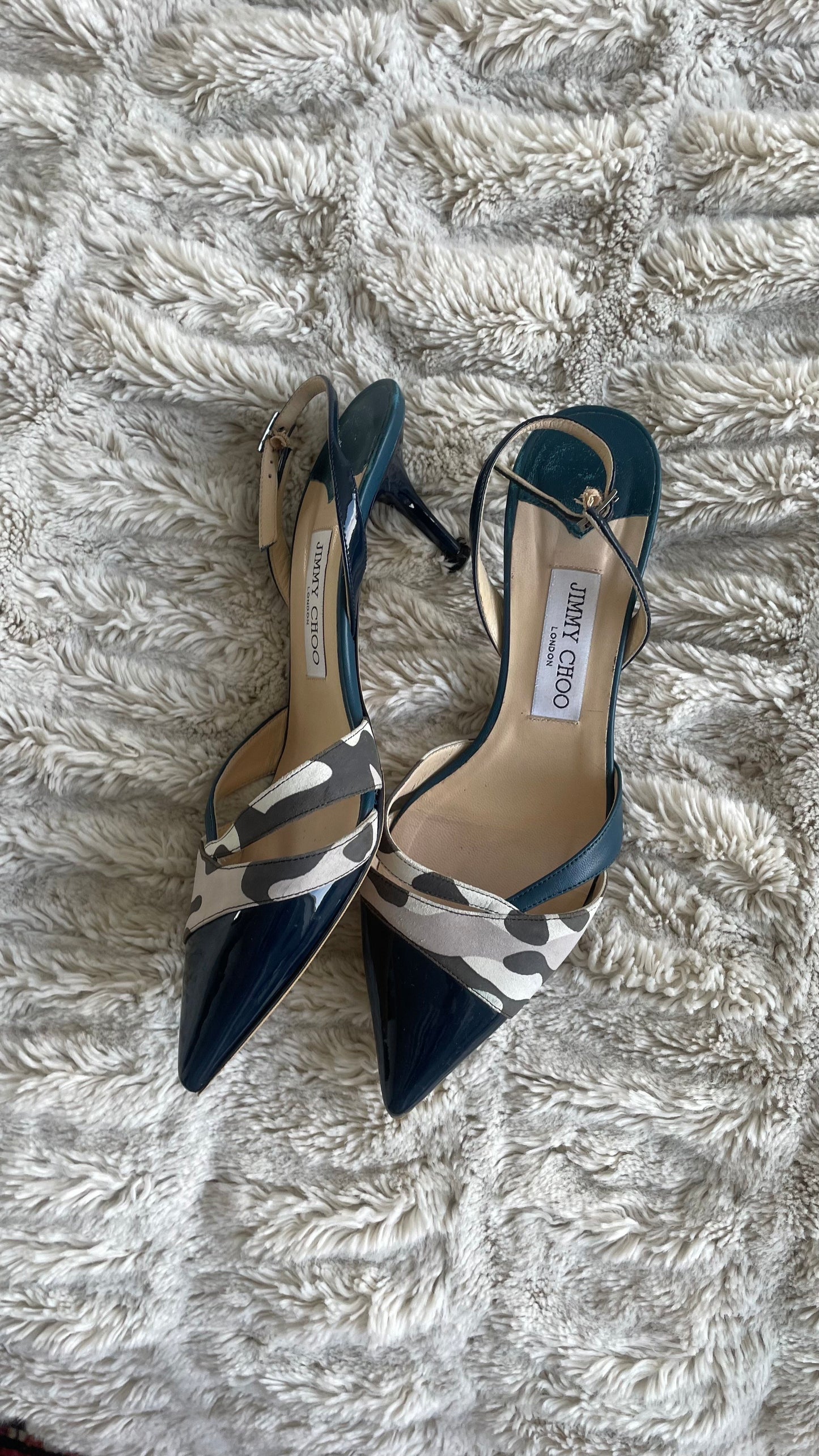 Jimmy Choo Slingback Camo Kitten Heel 38.5