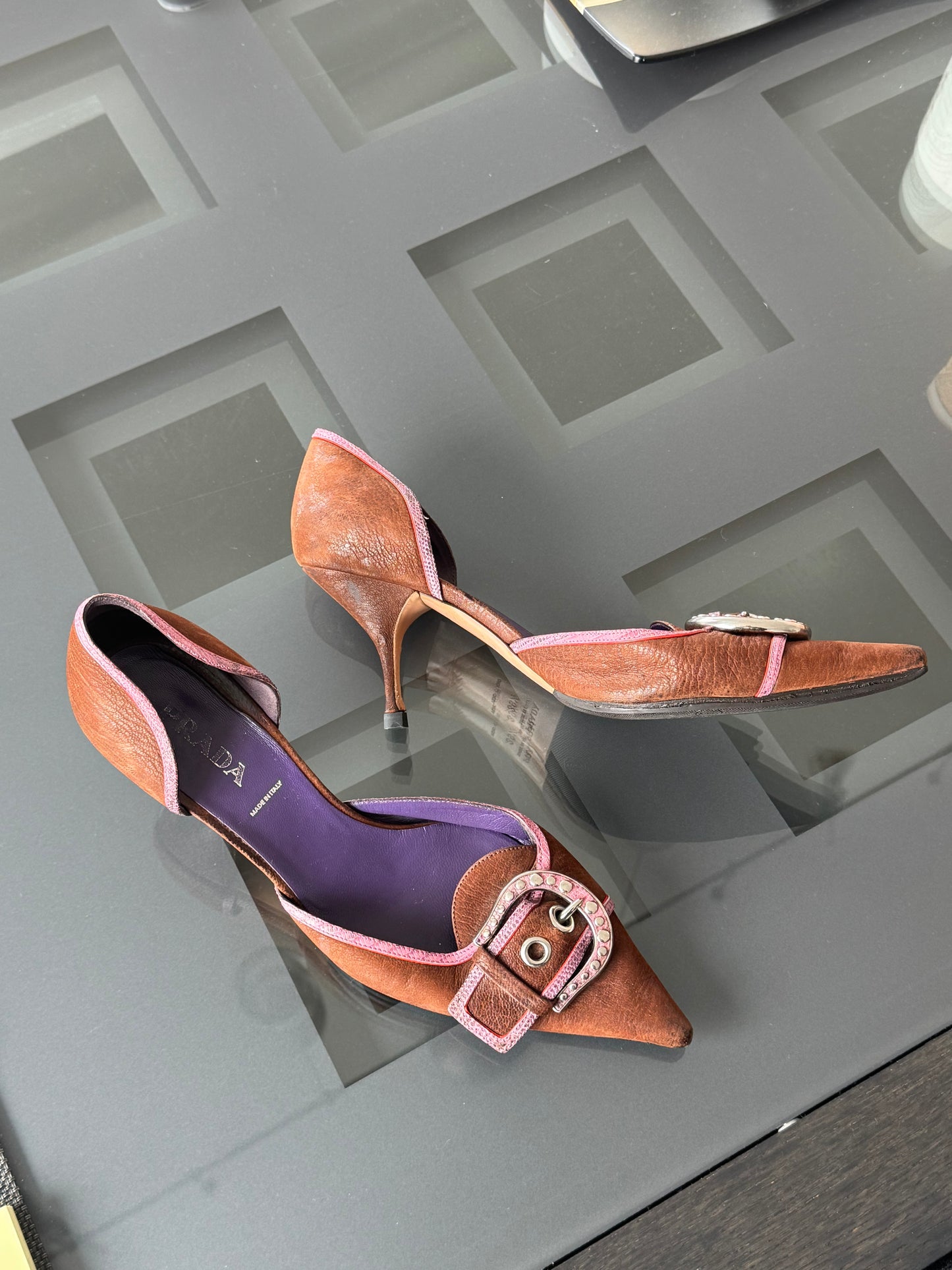 Prada FW2002 Python Buckle D'Orsay Pumps ~40.5