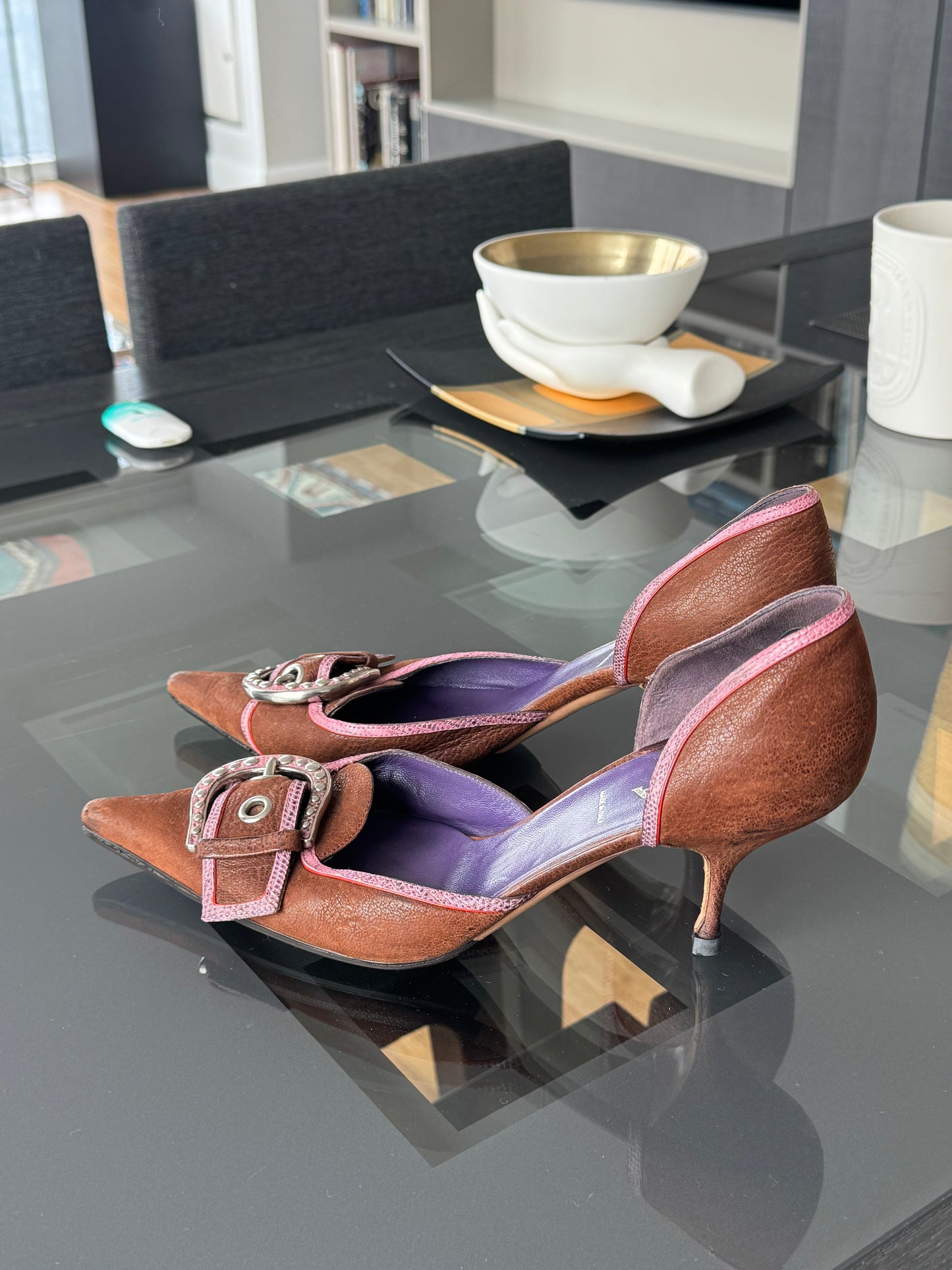 Prada FW2002 Python Buckle D'Orsay Pumps ~40.5