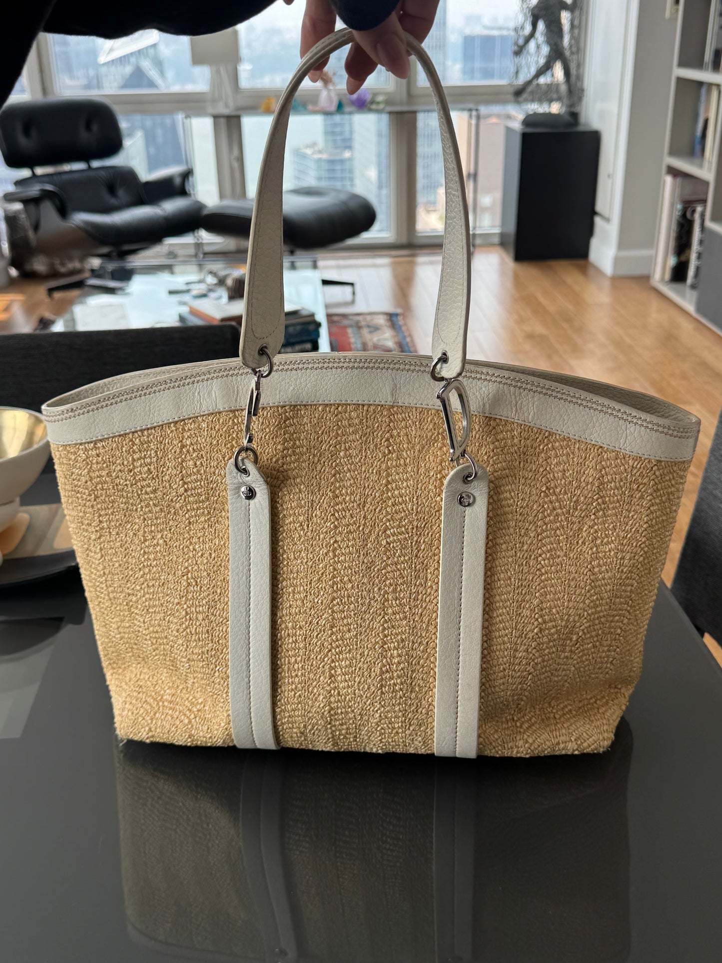 Christian Dior by John Galliano SS2005 Floral Raffia Tote