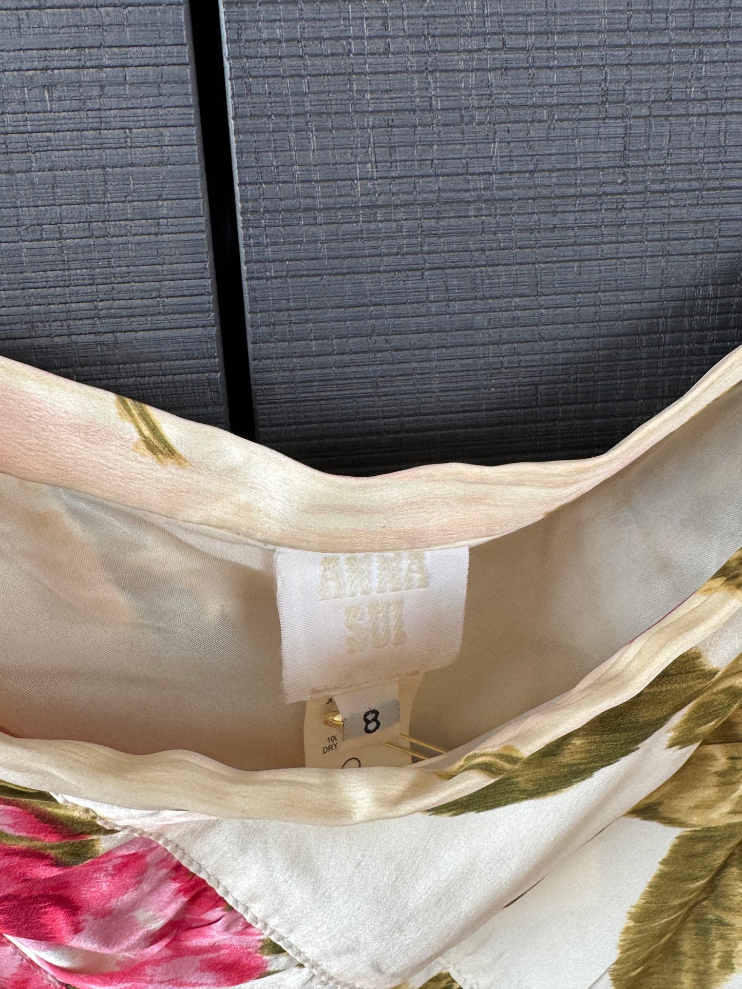 Vintage Anna Sui Silk Floral Skirt