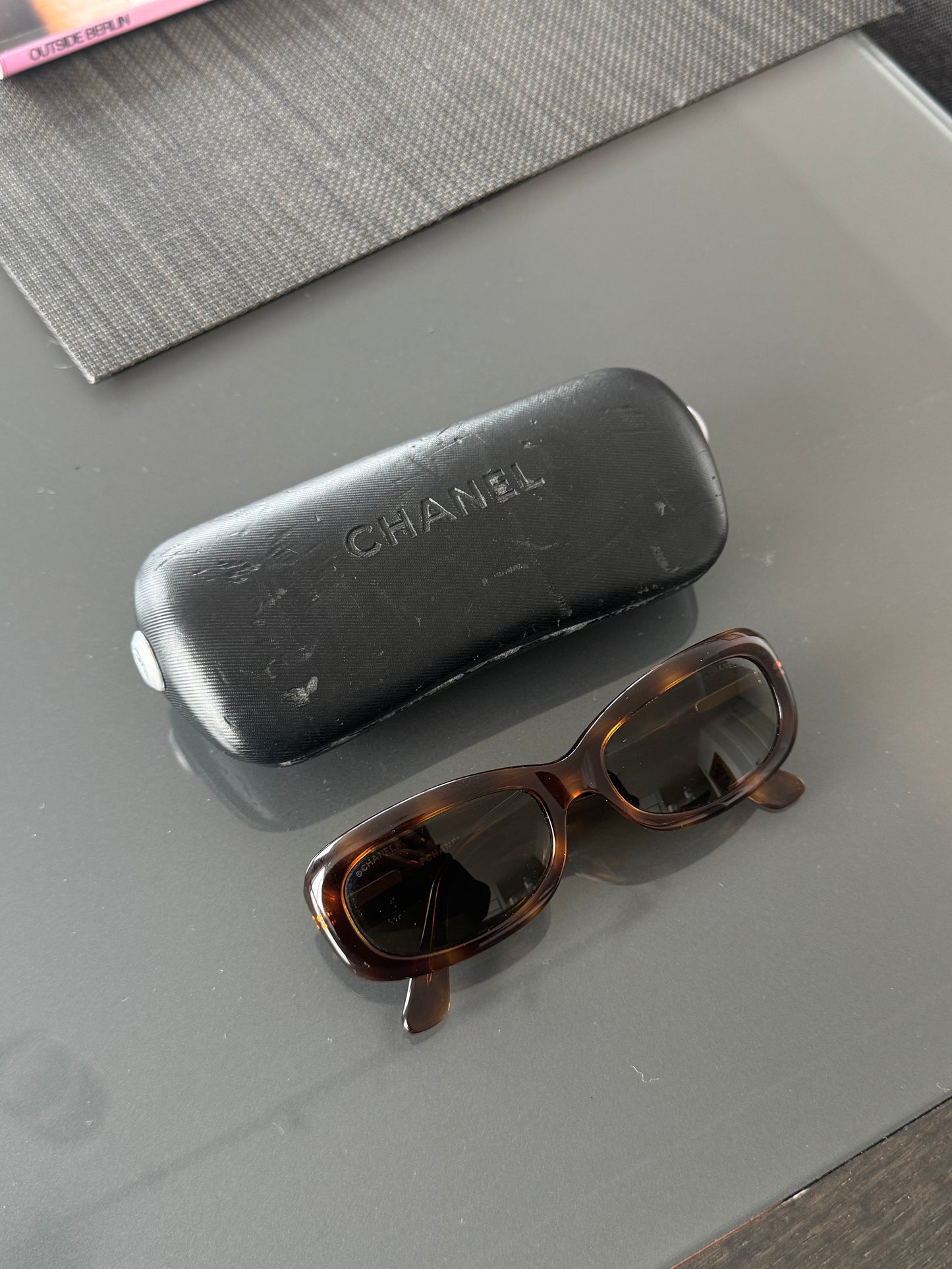 Vintage Chanel Quilted Gold CC Logo Sunglasses
