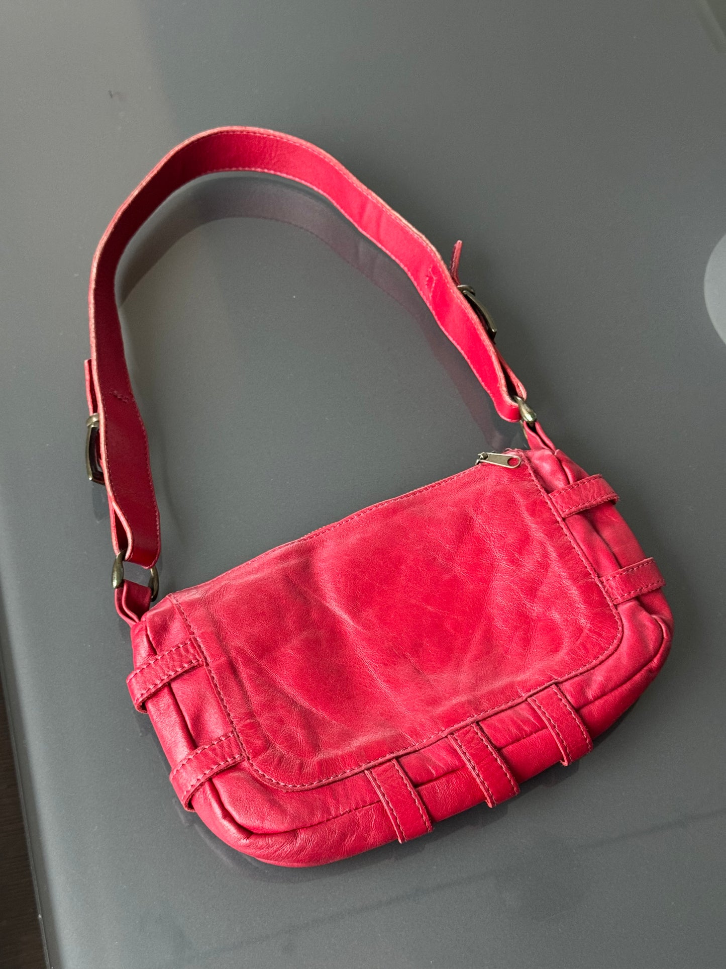 Vintage D&G Cherry Red Buckle Shoulder Bag