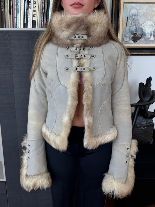 Roberto Cavalli FW2004 Rare Mink Fur & Suede Buckle Jacket