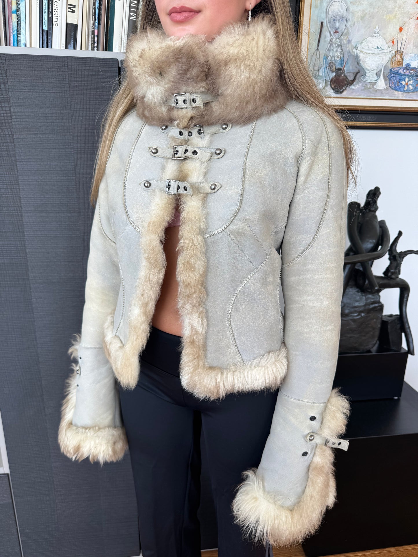 Roberto Cavalli FW2004 Rare Mink Fur & Suede Buckle Jacket