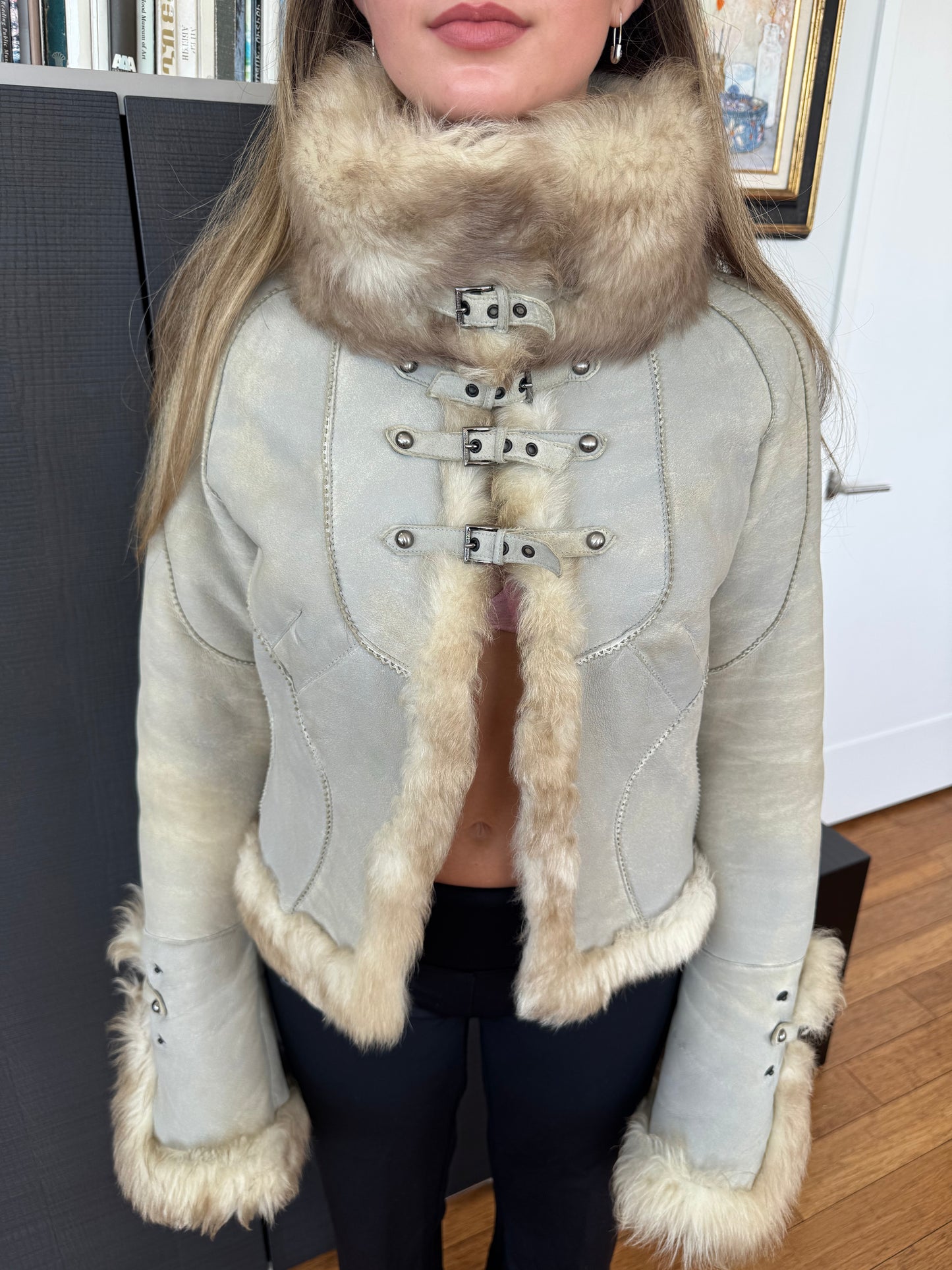 Roberto Cavalli FW2004 Rare Mink Fur & Suede Buckle Jacket