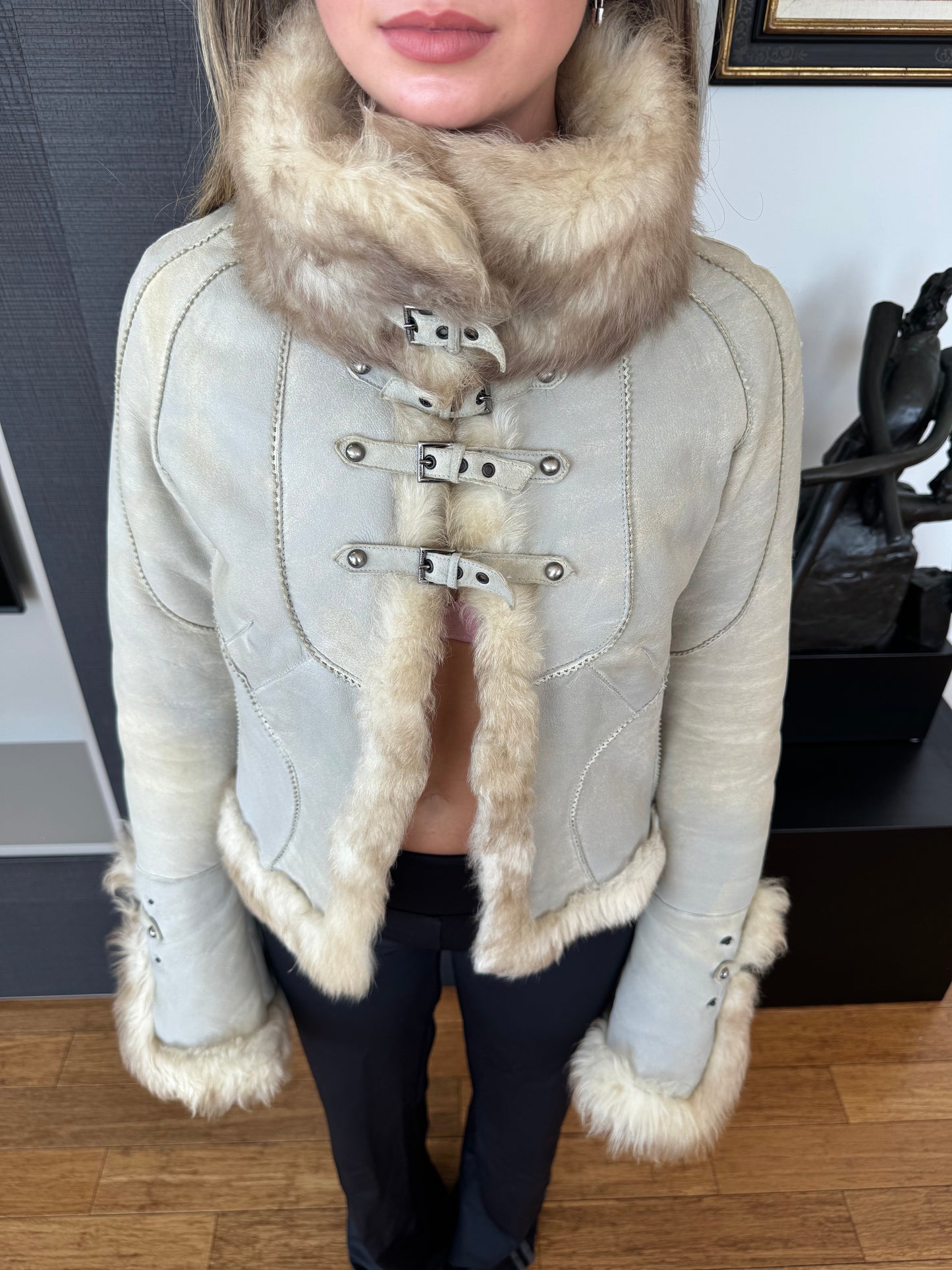Roberto Cavalli FW2004 Rare Mink Fur & Suede Buckle Jacket