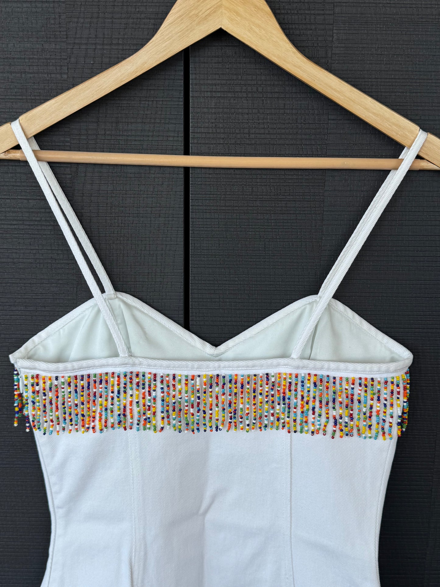 Vintage Moschino Jeans Beaded White Denim Mini Dress