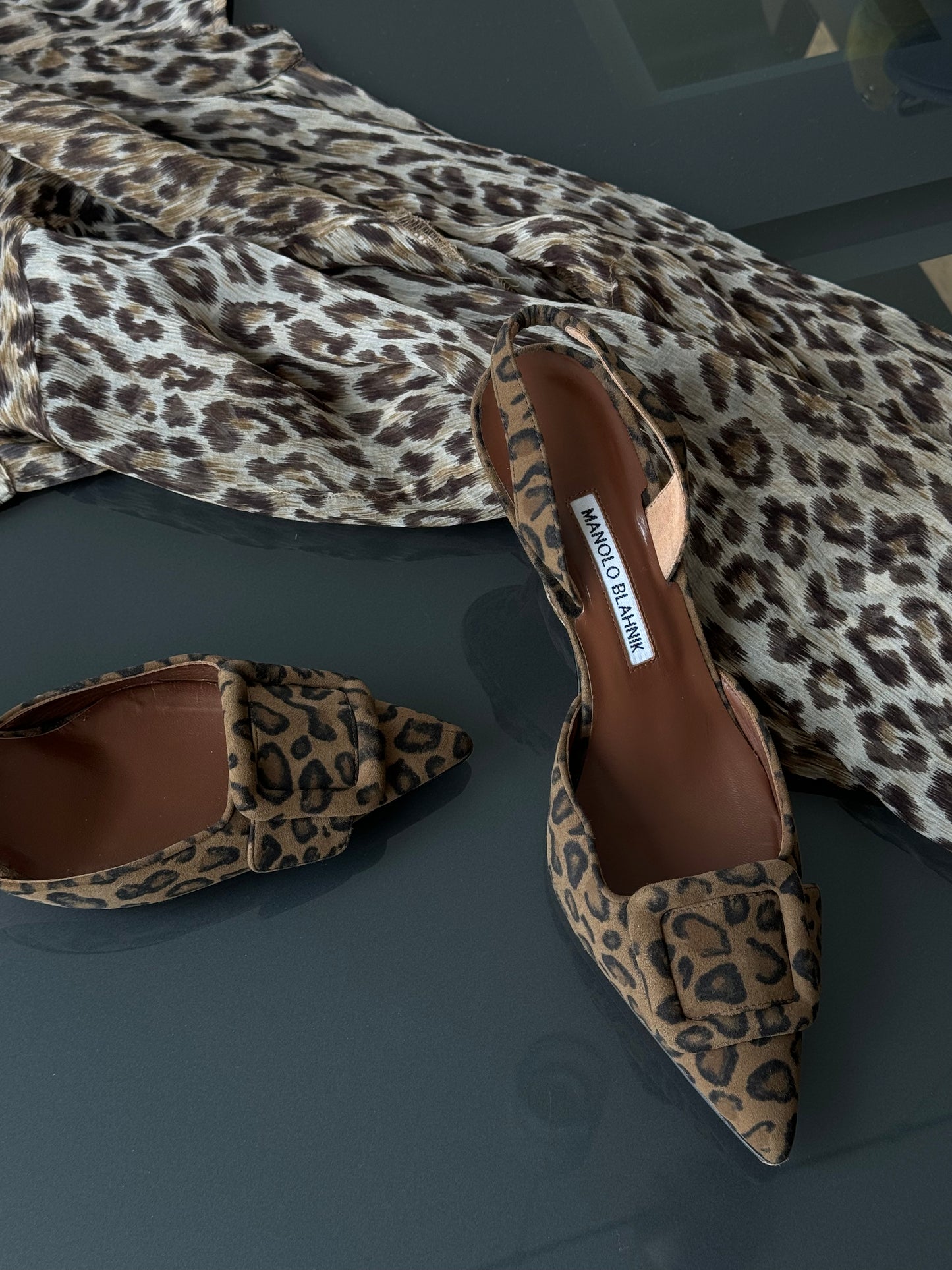 Manolo Blahnik Leopard Maysale Mules 39.5