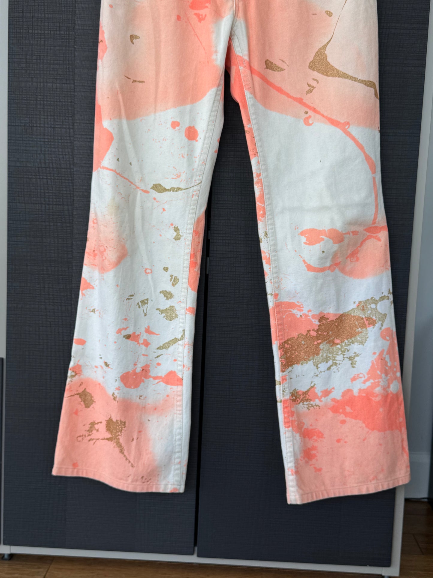 Roberto Cavalli Early 2000s Paint Splatter Low Rise Jeans