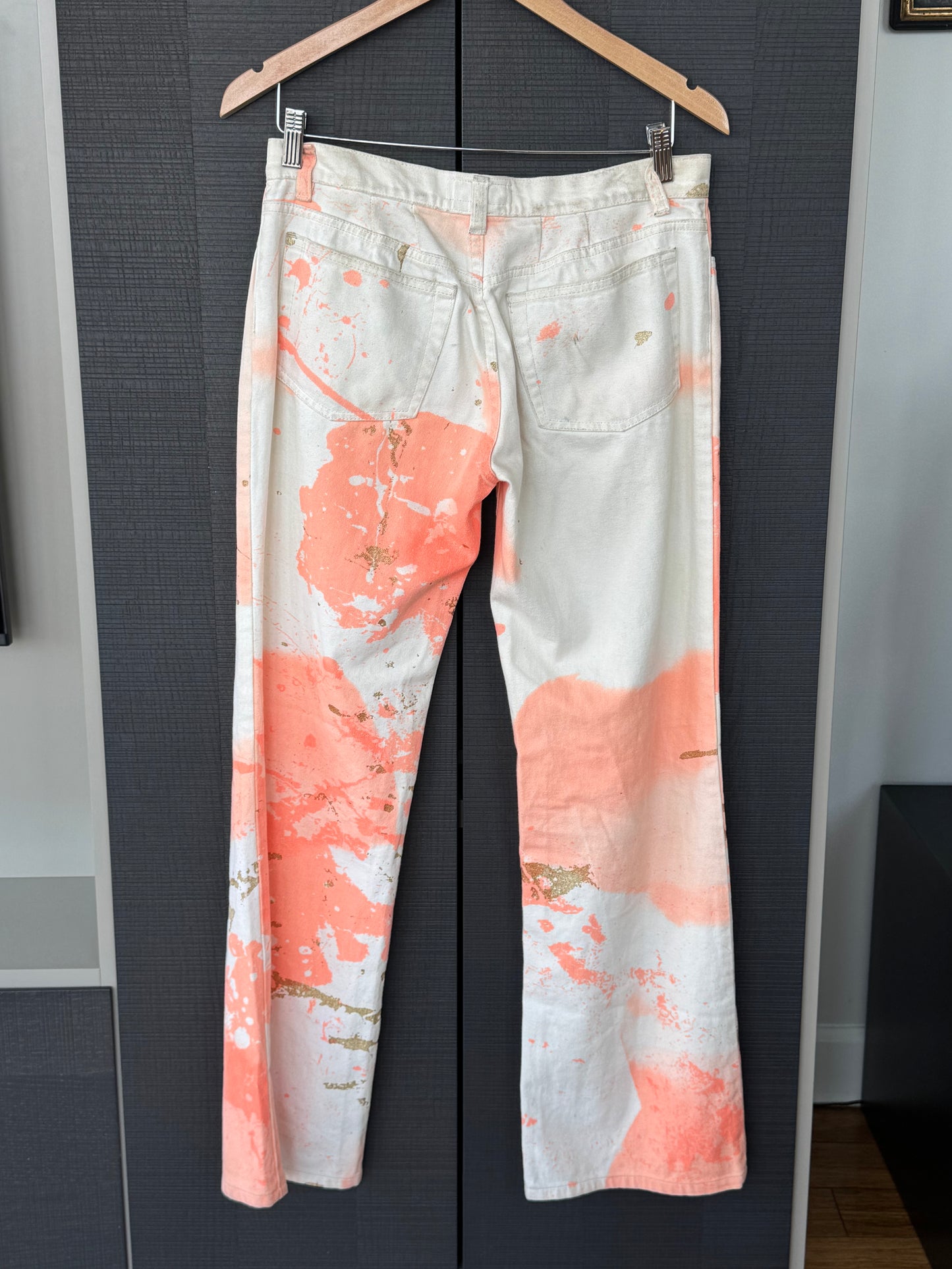 Roberto Cavalli Early 2000s Paint Splatter Low Rise Jeans