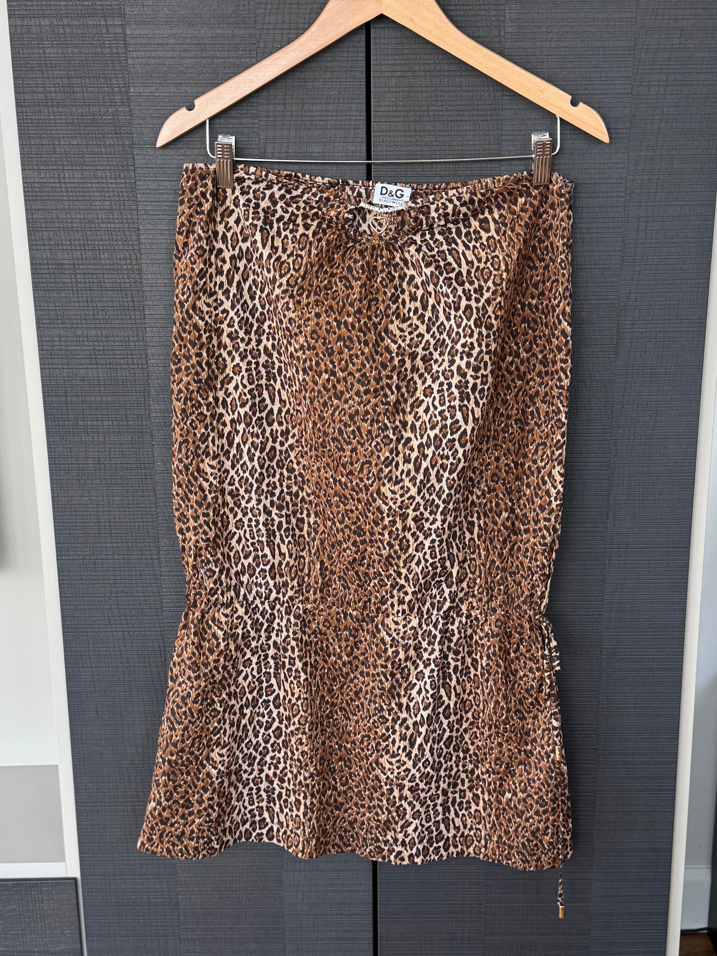 Vintage D&G Leopard Print Swarovski Charm Skirt