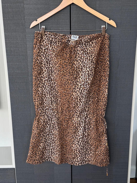 Vintage D&G Leopard Print Swarovski Charm Skirt