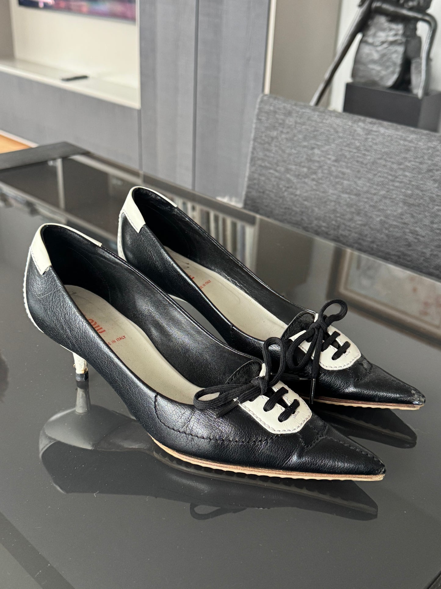 Miu Miu Sneaker Lace Up Heels 38.5