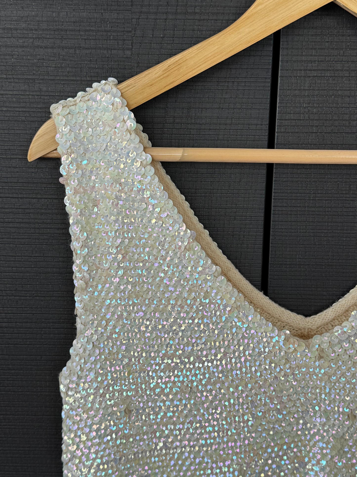 Vintage Iridescent Sequin Wool Knit Top