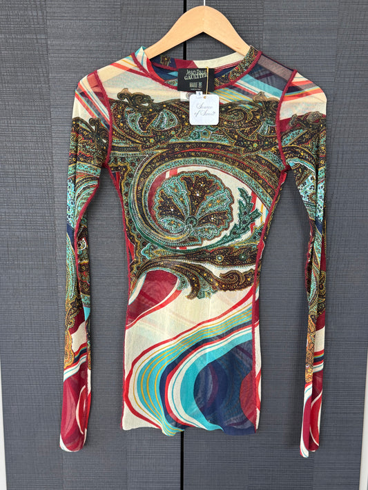 Vintage Jean Paul Gaultier Maille Paisley & Psychedelic Mesh Long Sleeve