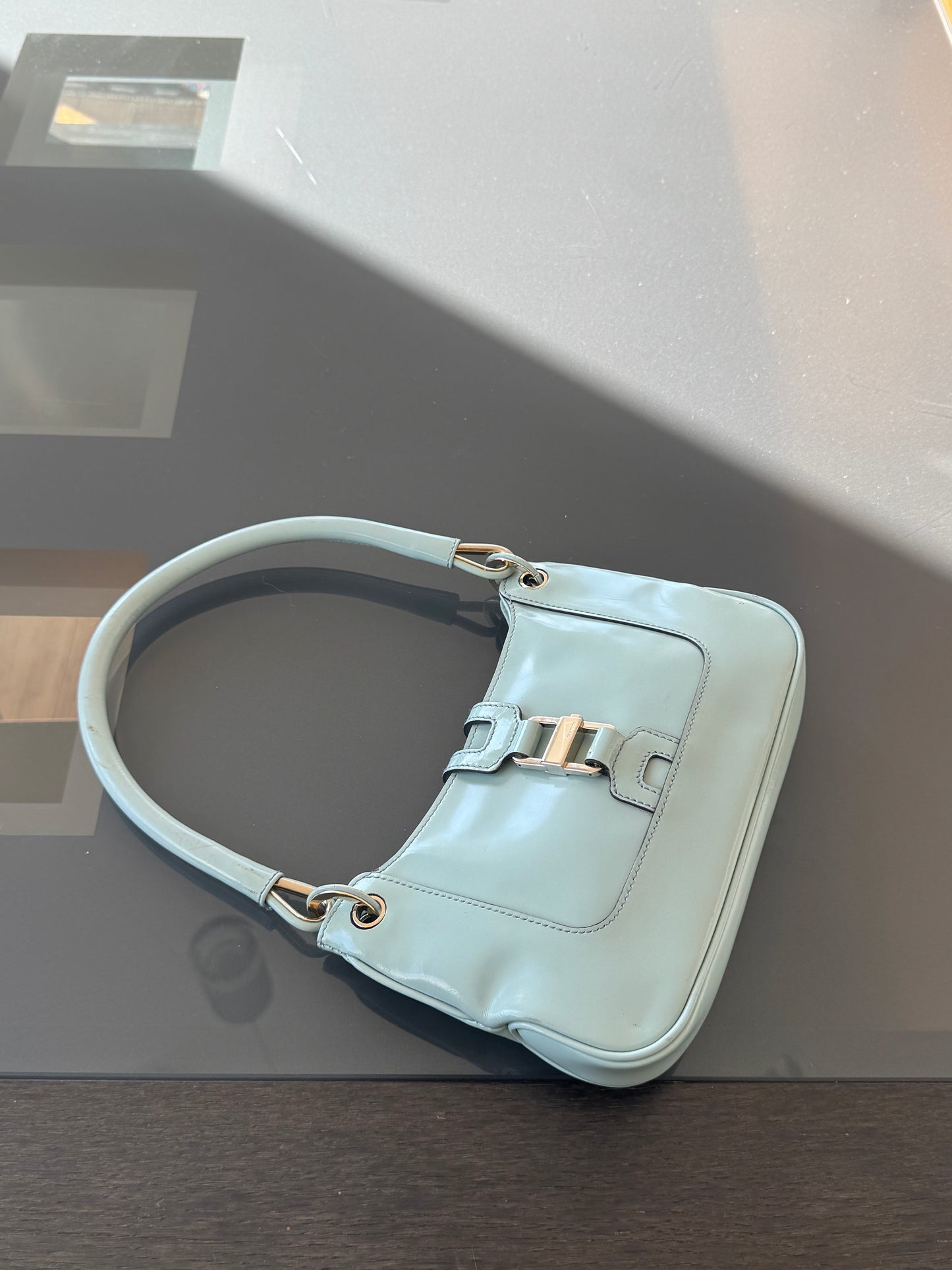 Vintage 1990s Gucci by Tom Ford Tiffany Blue Patent Leather Mini Jackie Bag