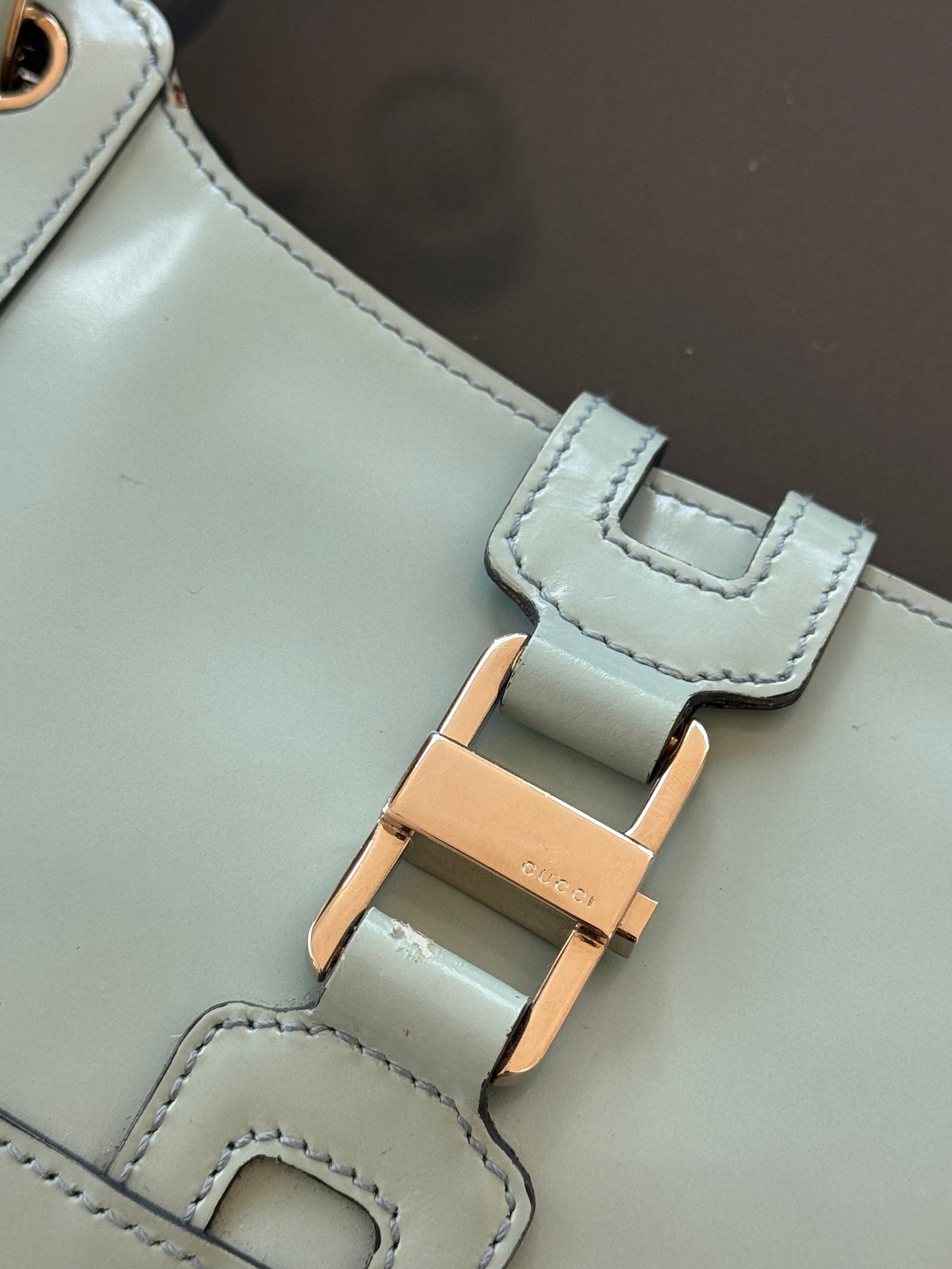 Vintage 1990s Gucci by Tom Ford Tiffany Blue Patent Leather Mini Jackie Bag