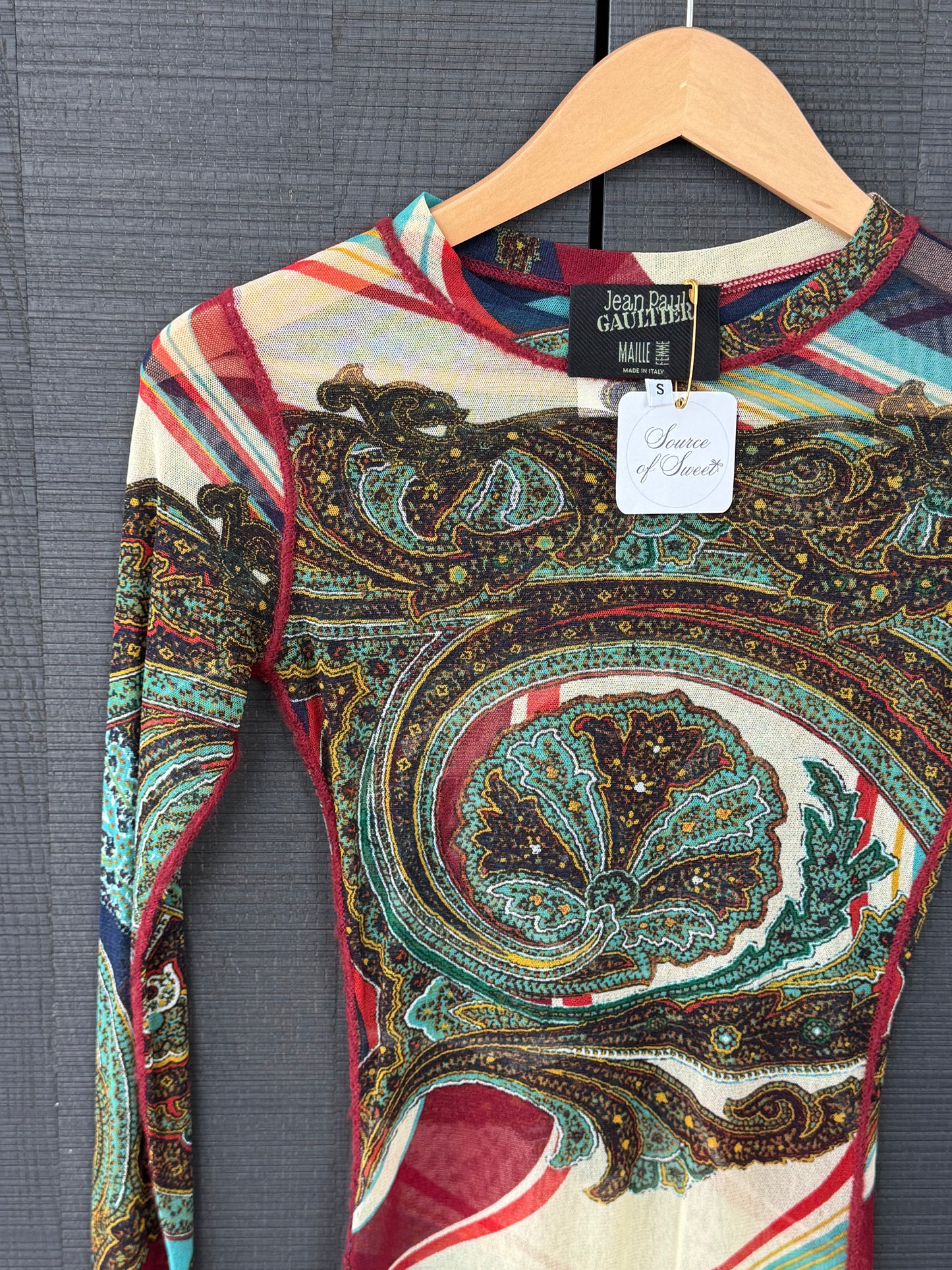 Vintage Jean Paul Gaultier Maille Paisley & Psychedelic Mesh Long Sleeve