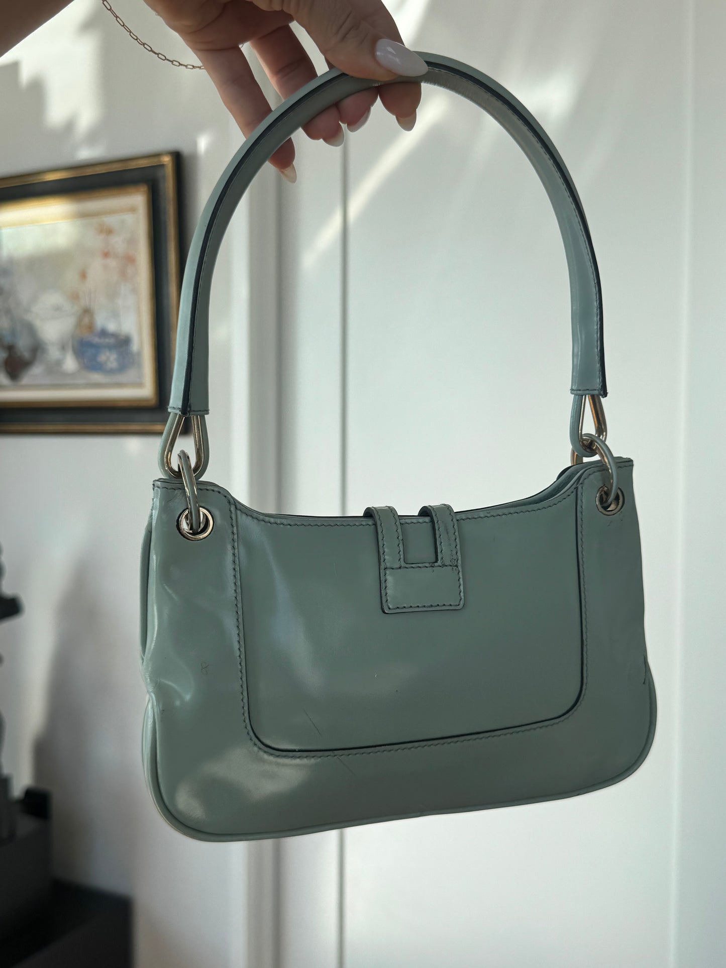 Vintage 1990s Gucci by Tom Ford Tiffany Blue Patent Leather Mini Jackie Bag