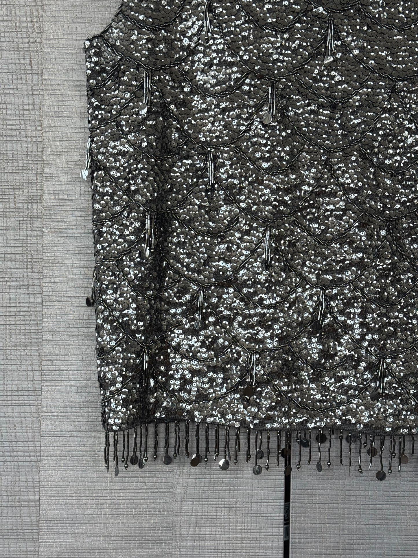 Vintage Black Beaded & Sequin Wool Top